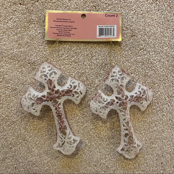 2-Pack of Pink Glitter / Ice Cross Ornaments - Picture 7 of 7